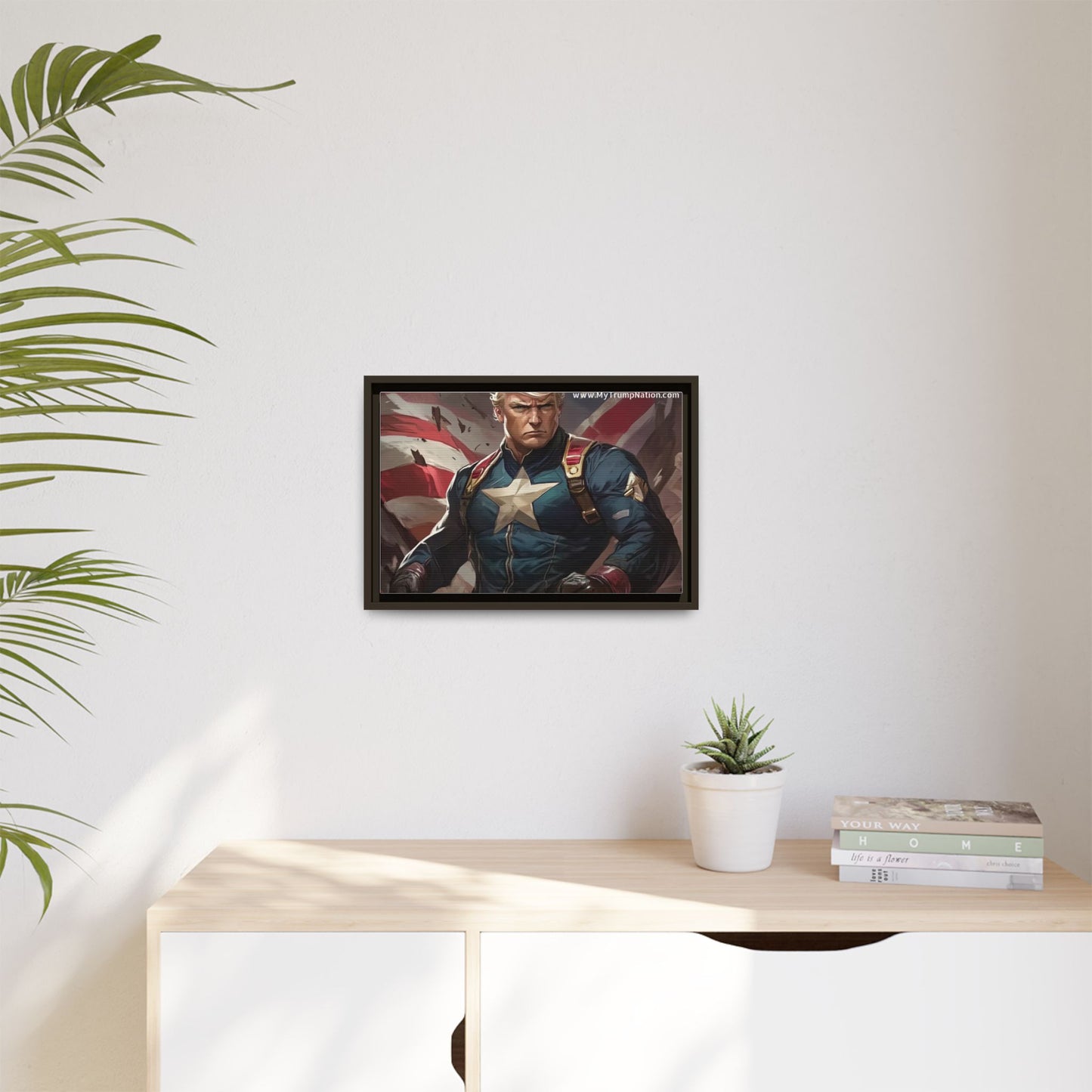 Donald Trump Patriotic Superhero Framed Canvas
