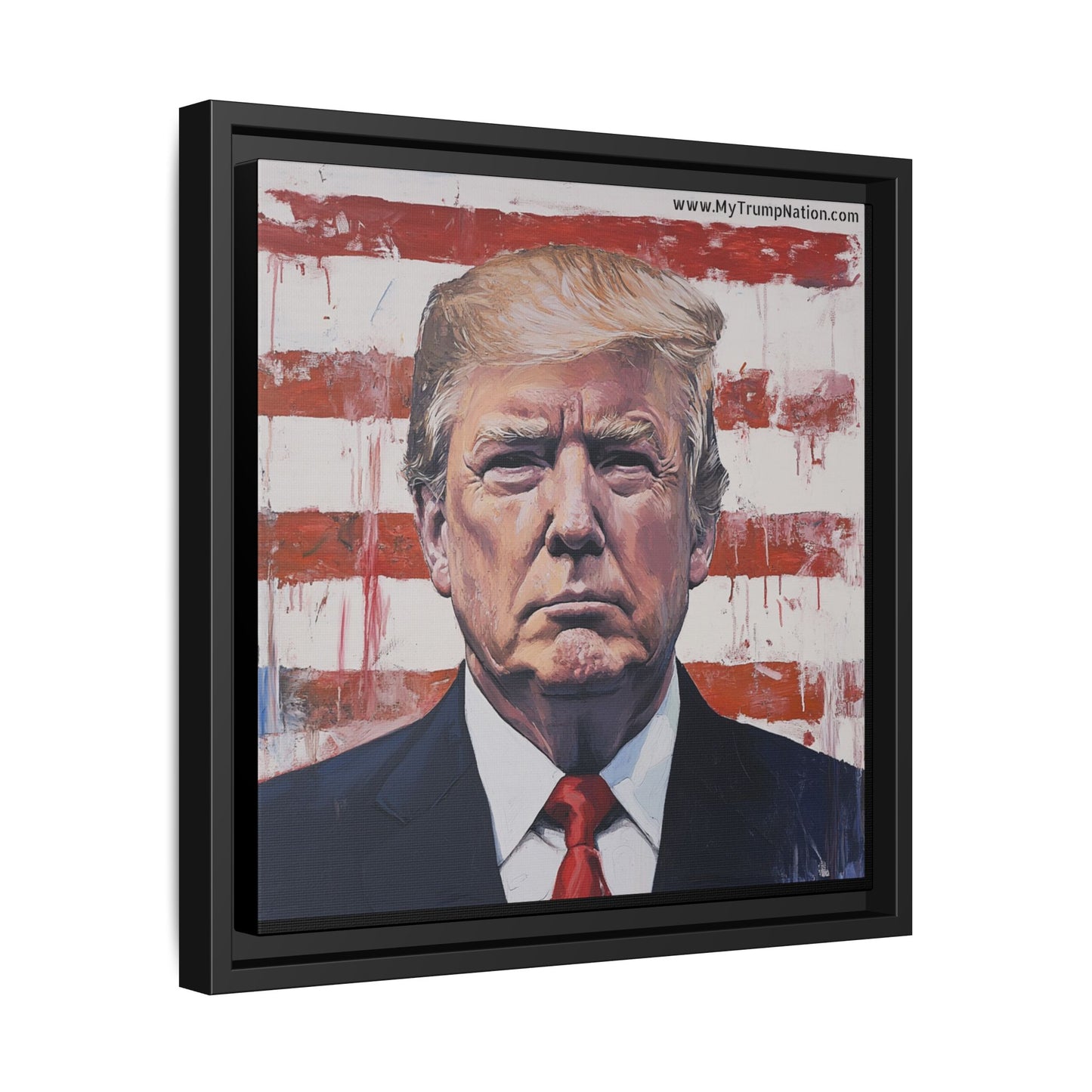 Patriotic Framed Canvas Art - Donald Trump Portrait