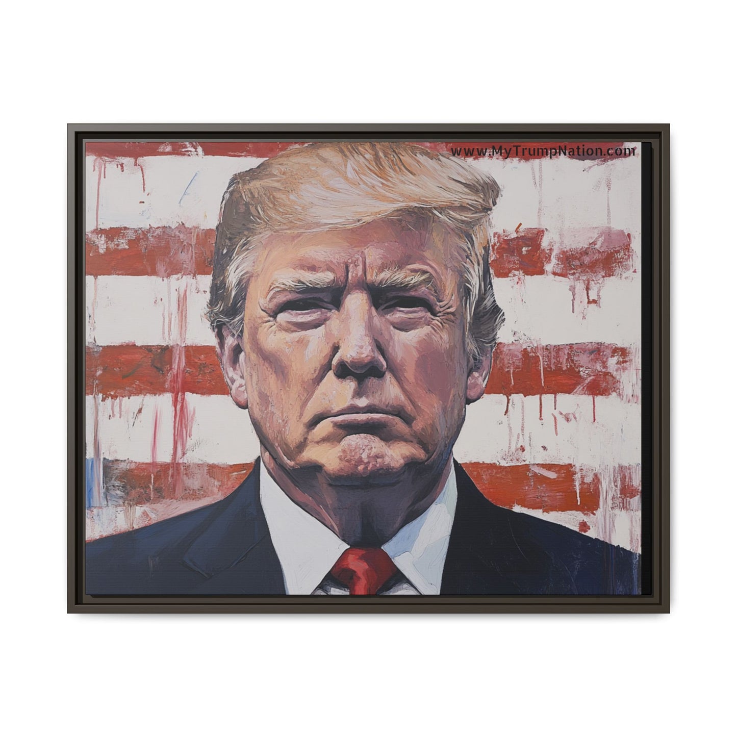 Patriotic Framed Canvas Art - Donald Trump Portrait