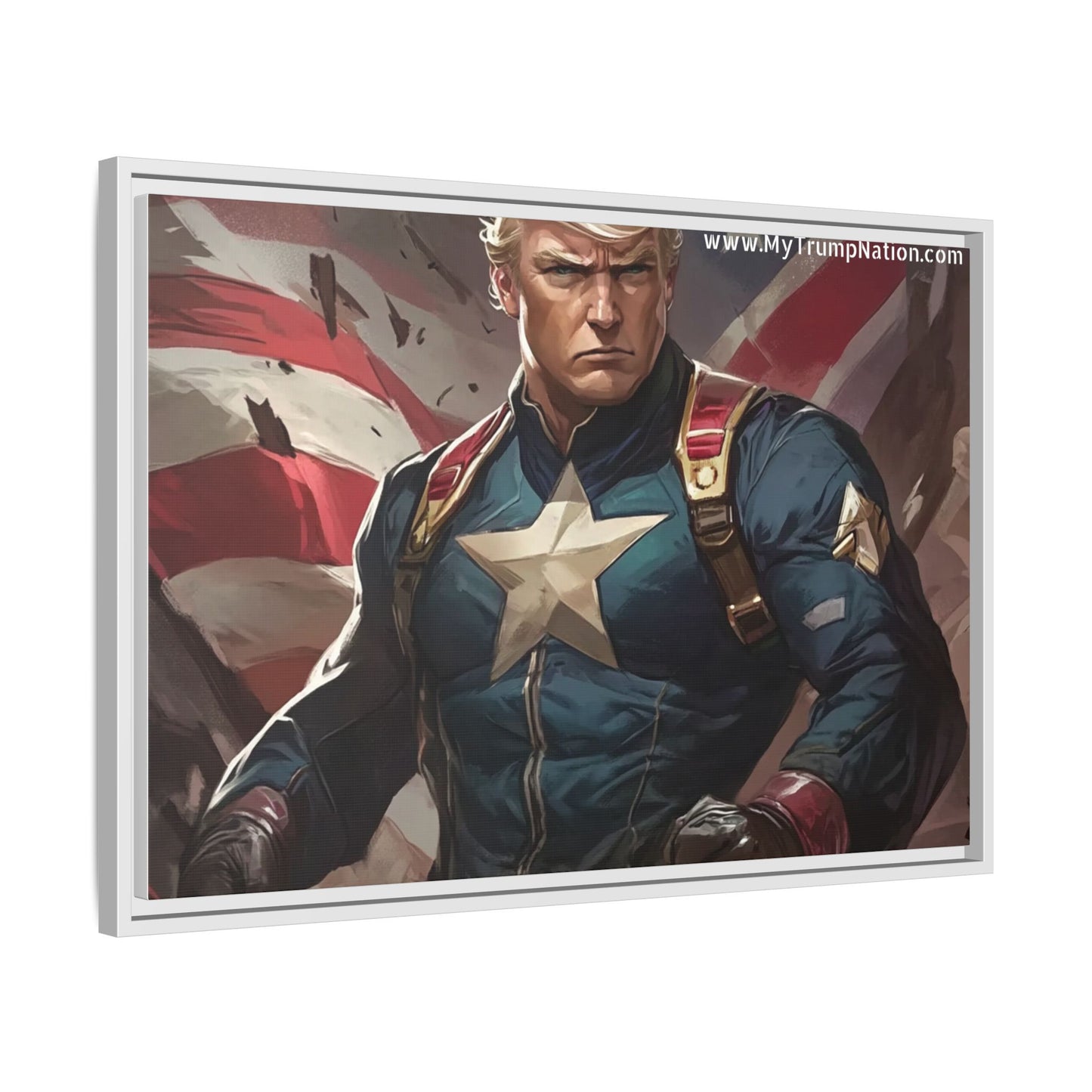 Donald Trump Patriotic Superhero Framed Canvas
