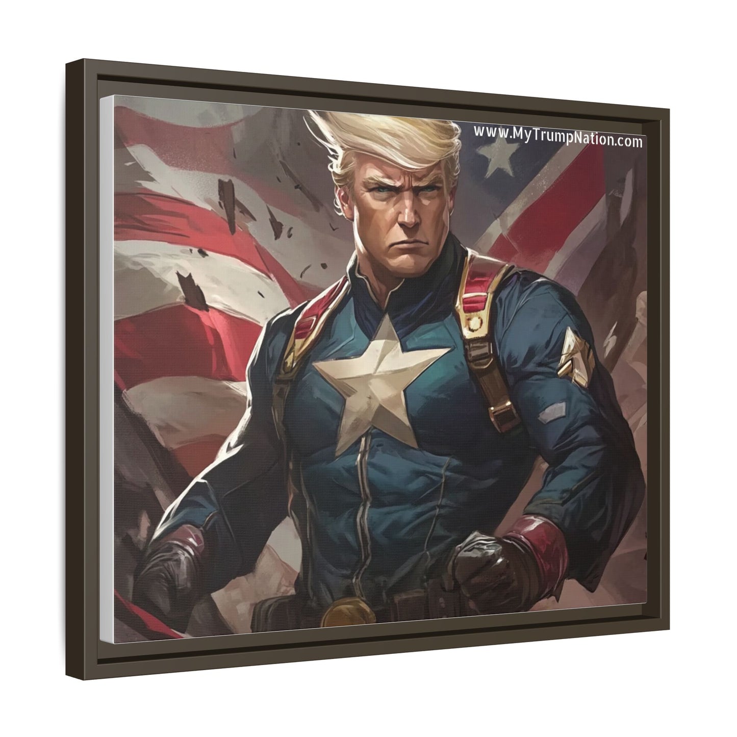 Donald Trump Patriotic Superhero Framed Canvas