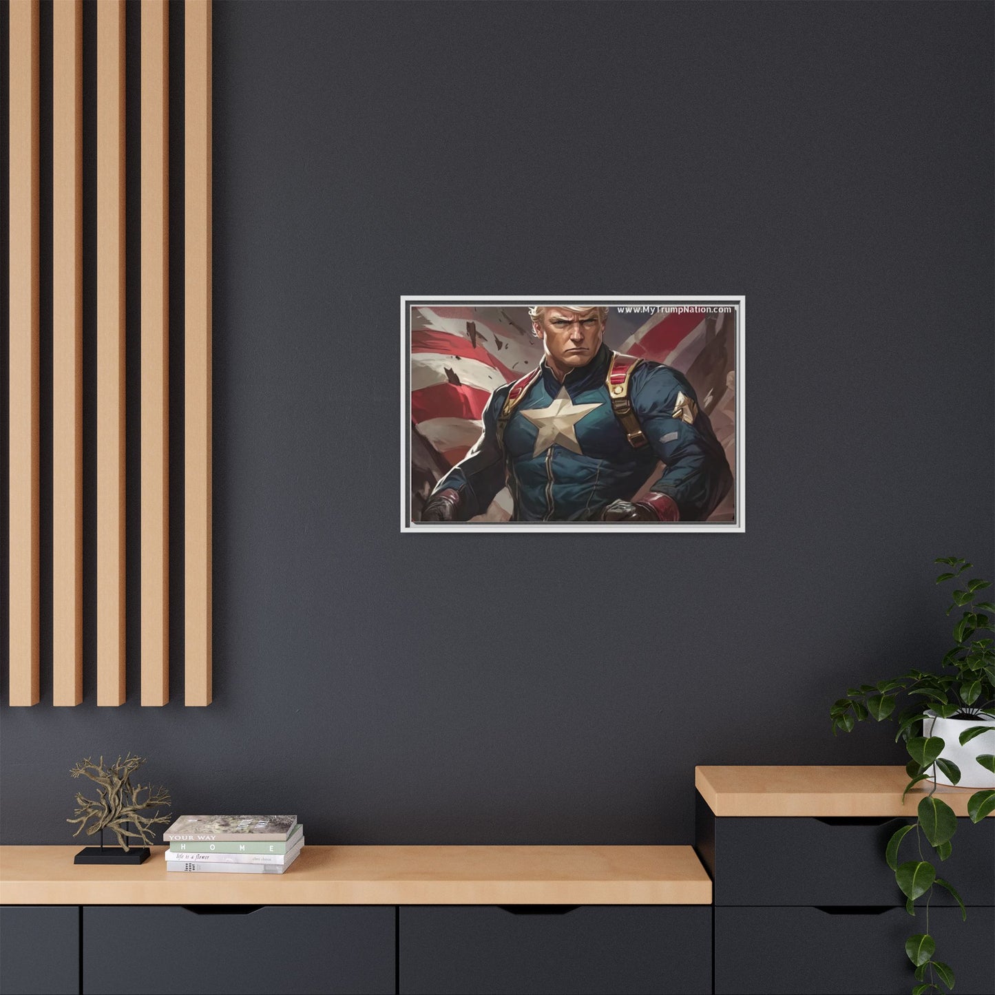 Donald Trump Patriotic Superhero Framed Canvas