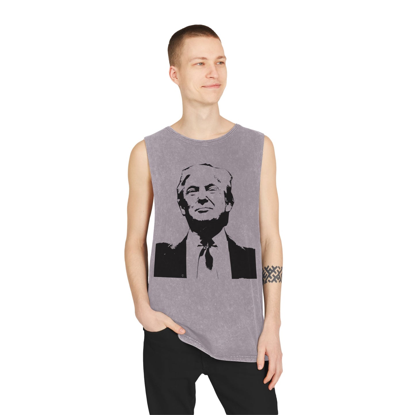 Unisex Stonewash Tank Top - Vintage Style Trump Graphic
