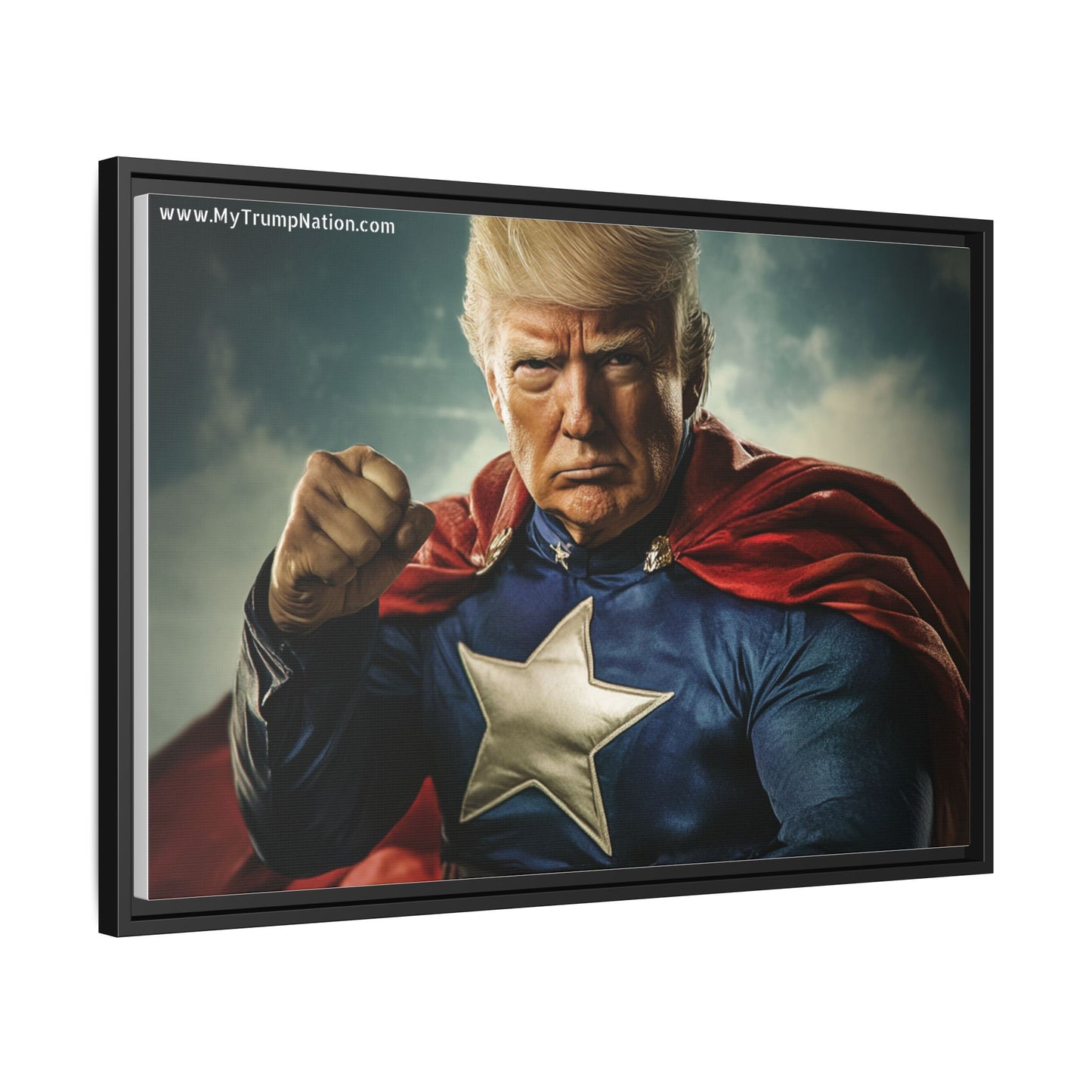 Donald Trump Patriotic Superhero Framed Canvas