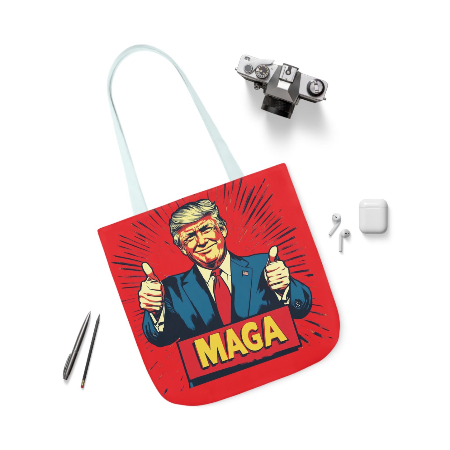 MAGA Canvas Tote Bag with Colorful Straps