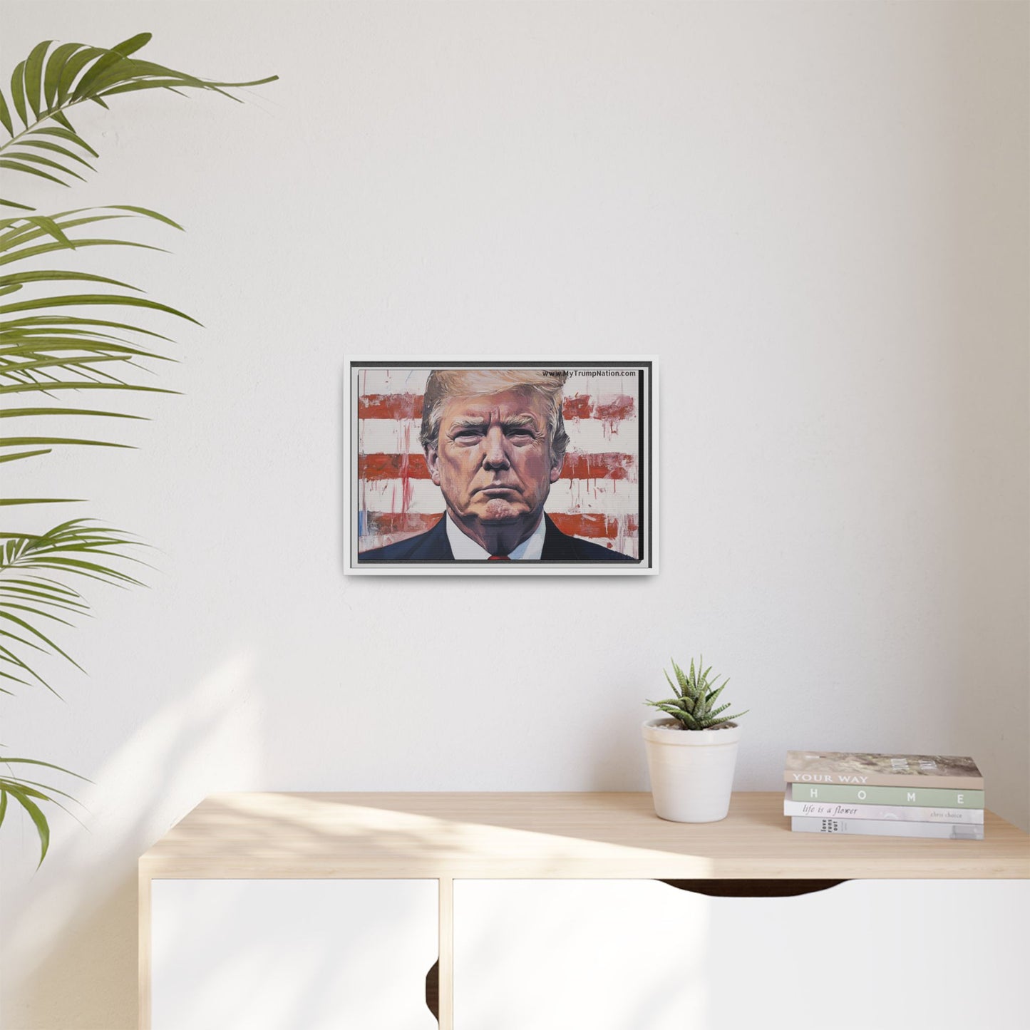 Patriotic Framed Canvas Art - Donald Trump Portrait