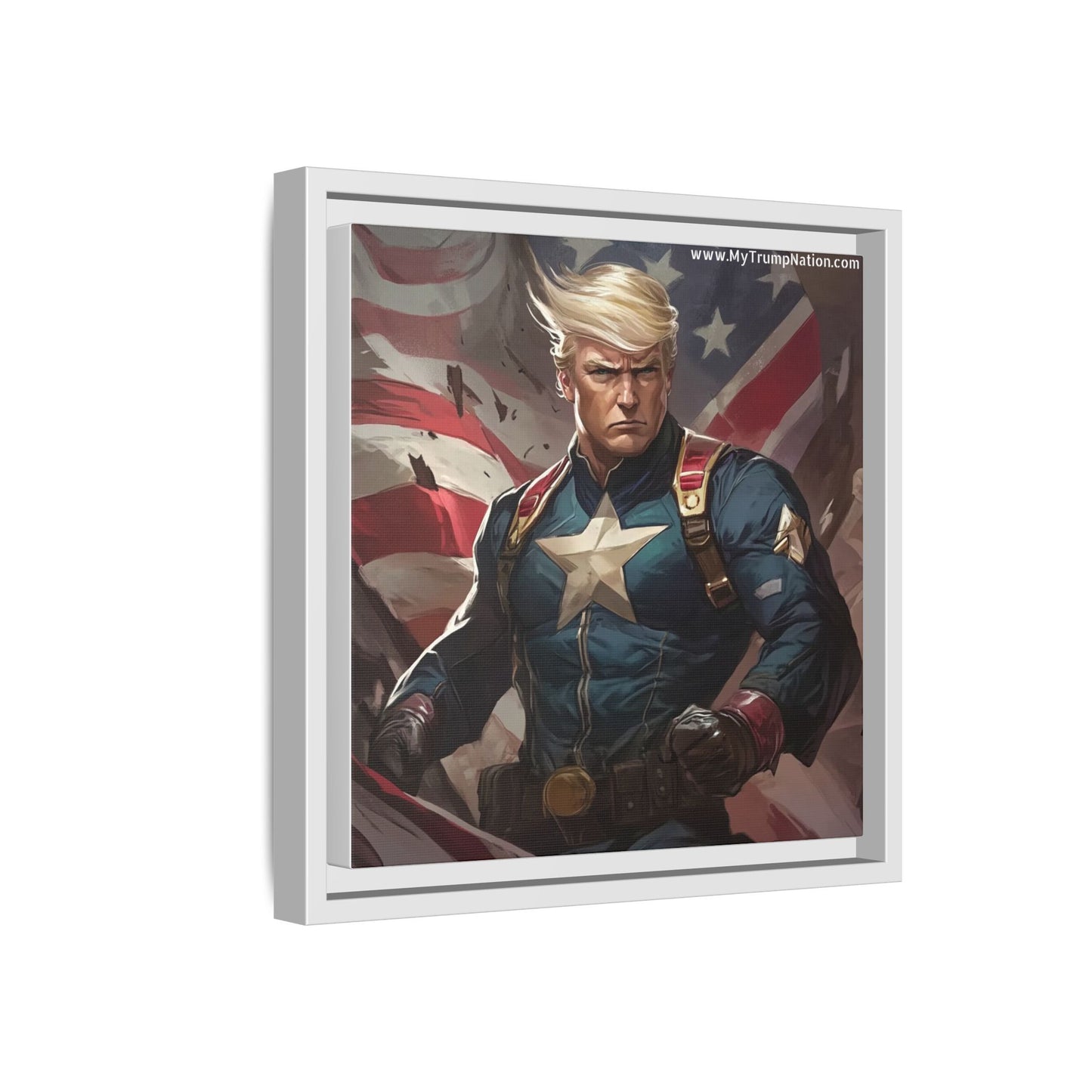 Donald Trump Patriotic Superhero Framed Canvas