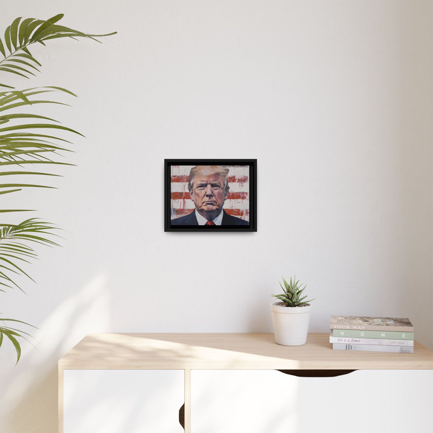 Patriotic Framed Canvas Art - Donald Trump Portrait