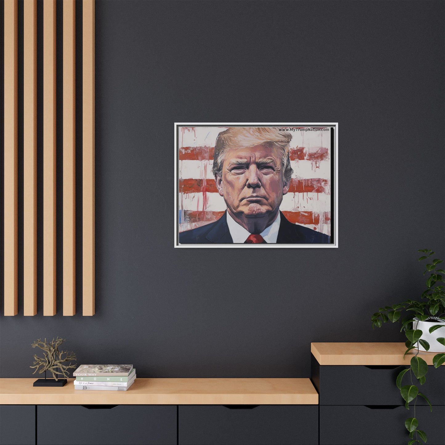 Patriotic Framed Canvas Art - Donald Trump Portrait