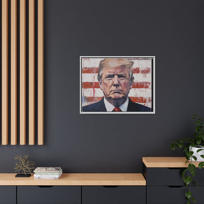 Patriotic Framed Canvas Art - Donald Trump Portrait