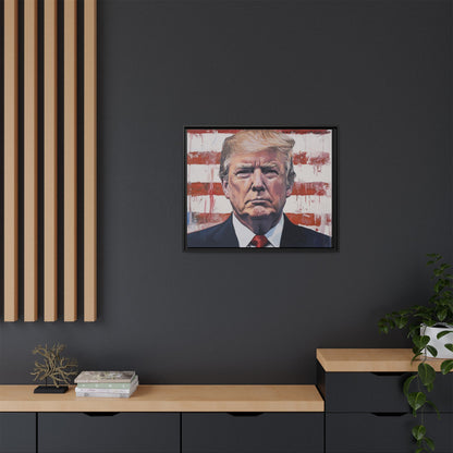 Patriotic Framed Canvas Art - Donald Trump Portrait