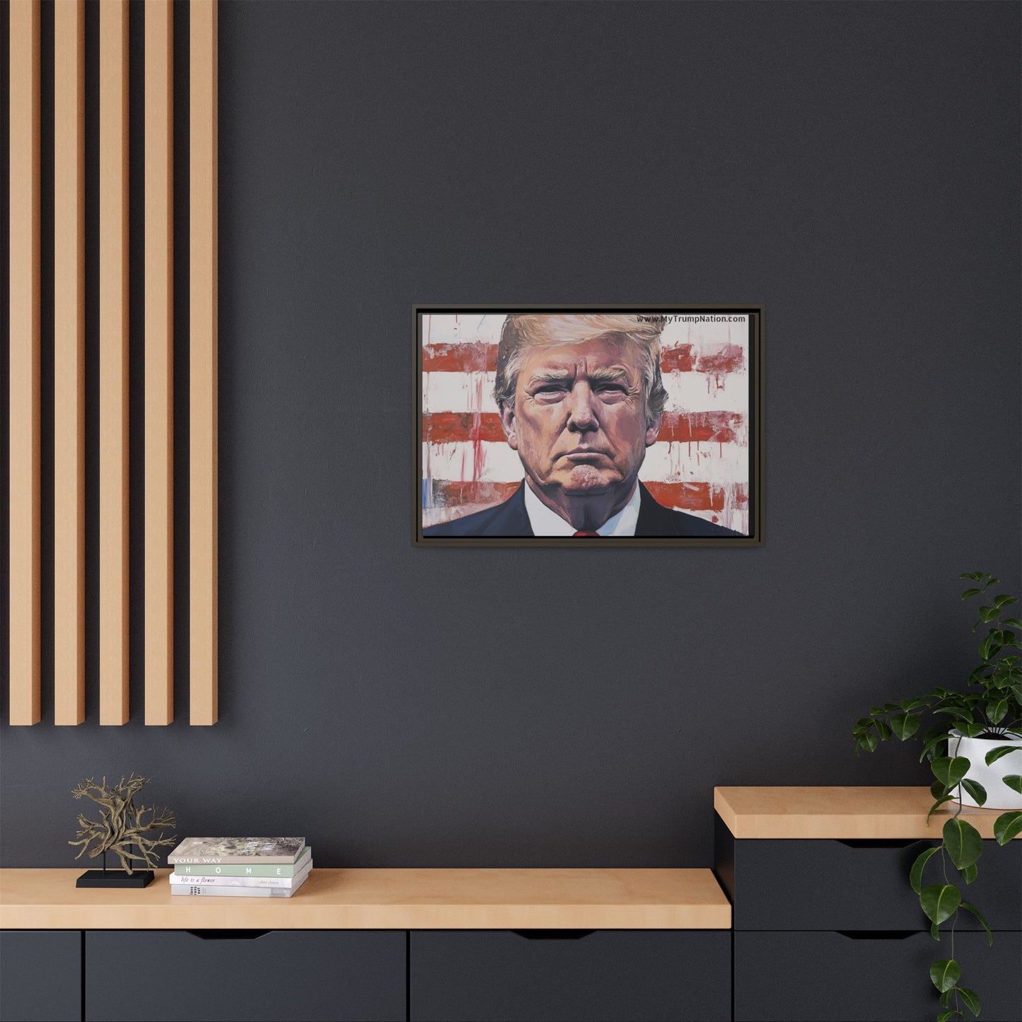 Patriotic Framed Canvas Art - Donald Trump Portrait