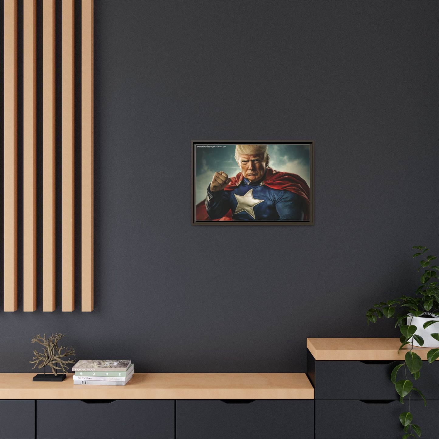 Donald Trump Patriotic Superhero Framed Canvas