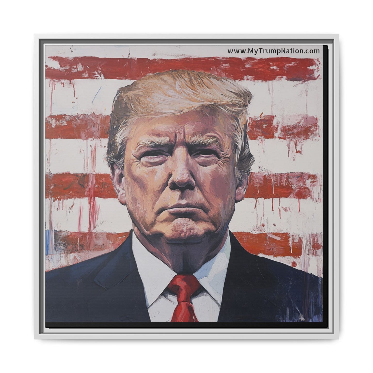 Patriotic Framed Canvas Art - Donald Trump Portrait