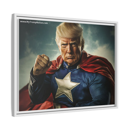 Donald Trump Patriotic Superhero Framed Canvas