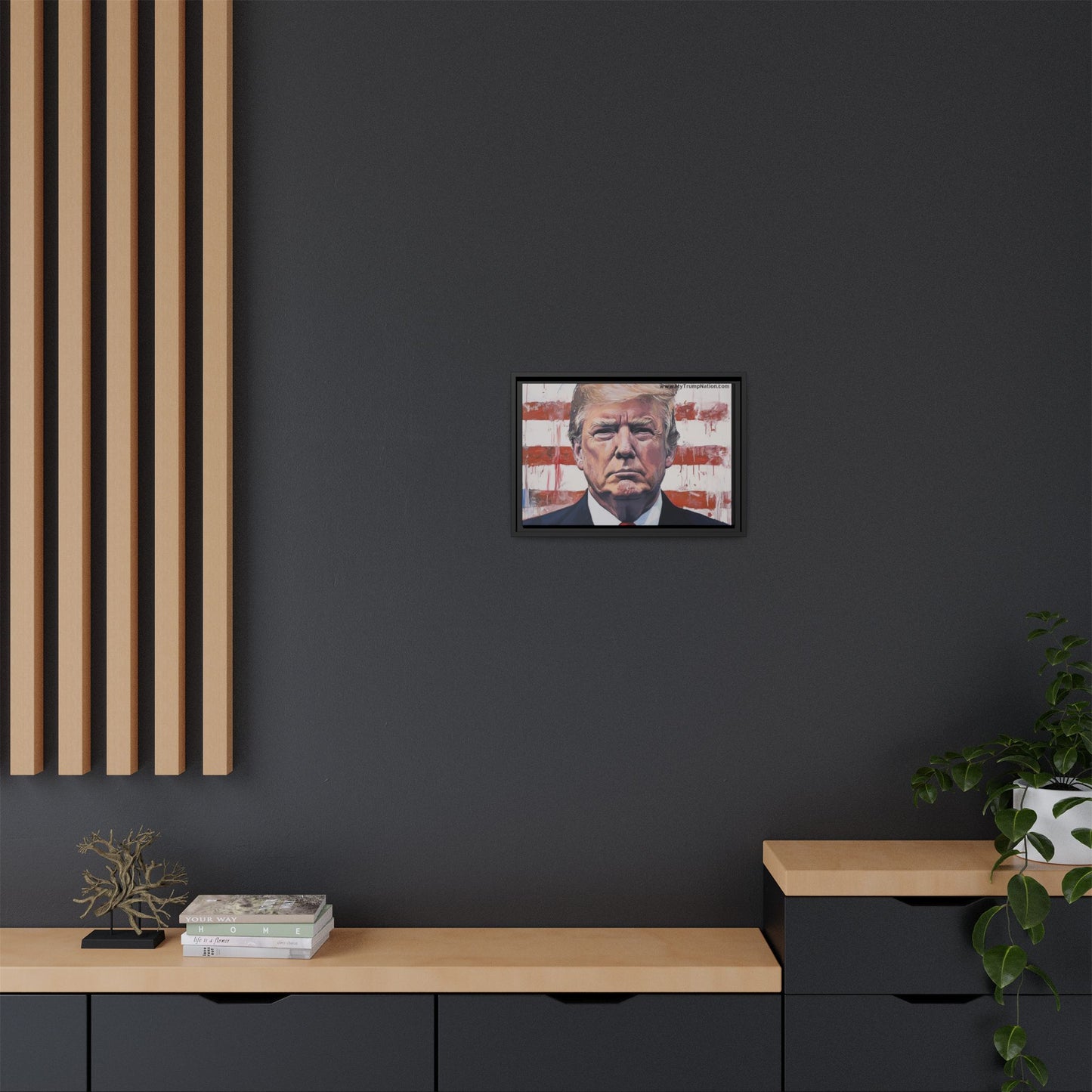 Patriotic Framed Canvas Art - Donald Trump Portrait