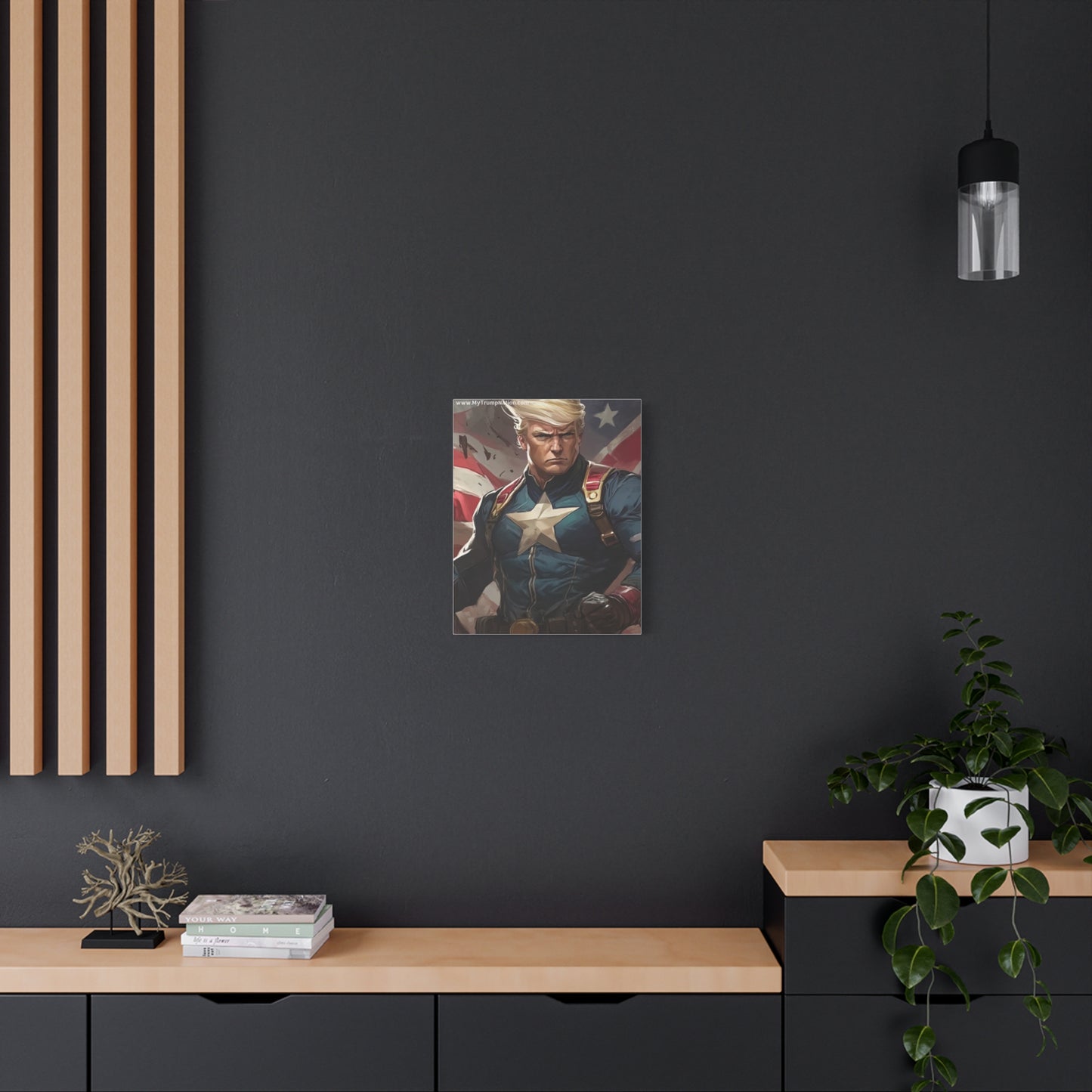 Donald Trump Patriotic Superhero Canvas Art