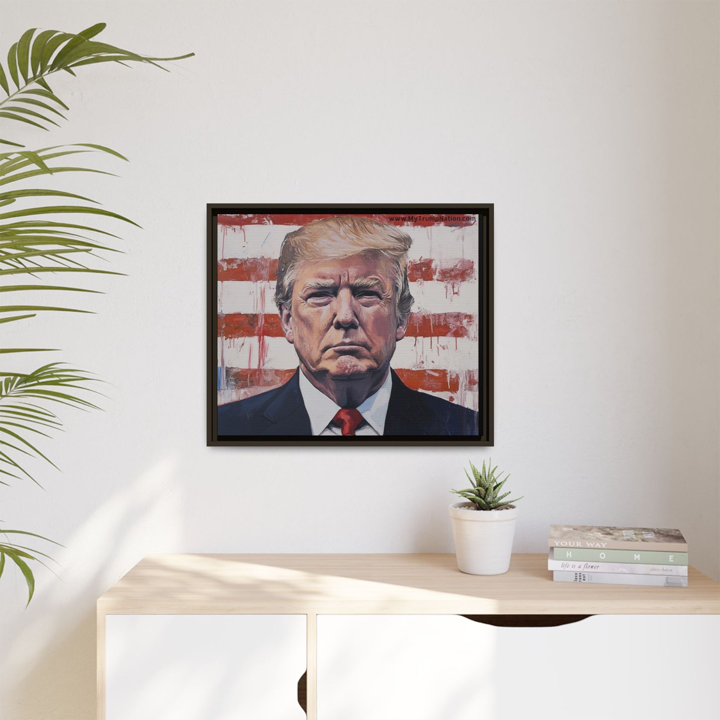 Patriotic Framed Canvas Art - Donald Trump Portrait