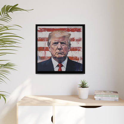 Patriotic Framed Canvas Art - Donald Trump Portrait