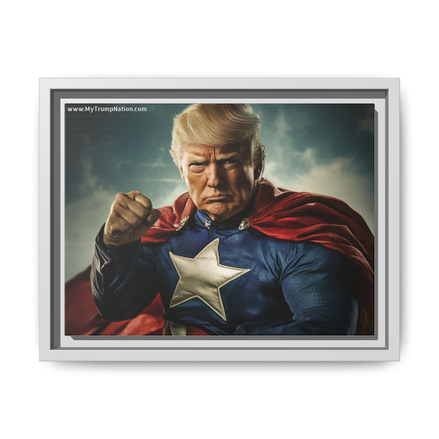 Donald Trump Patriotic Superhero Framed Canvas