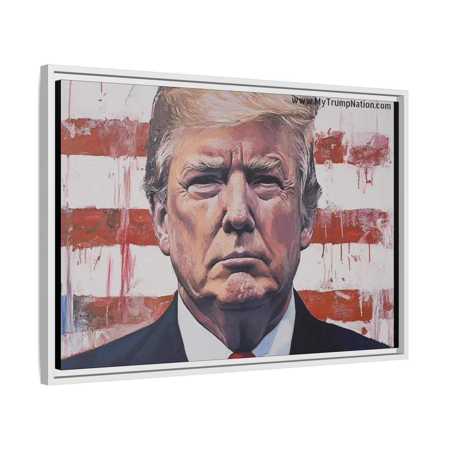 Patriotic Framed Canvas Art - Donald Trump Portrait