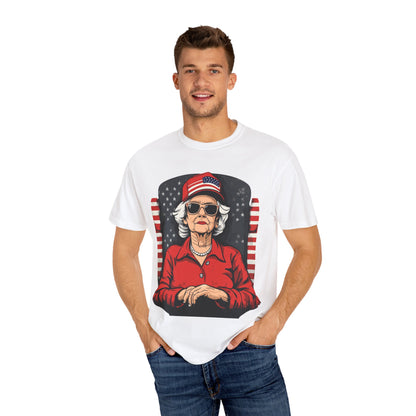 Patriotic Grandma T-Shirt - Unisex Garment-Dyed Tee for Independence Day