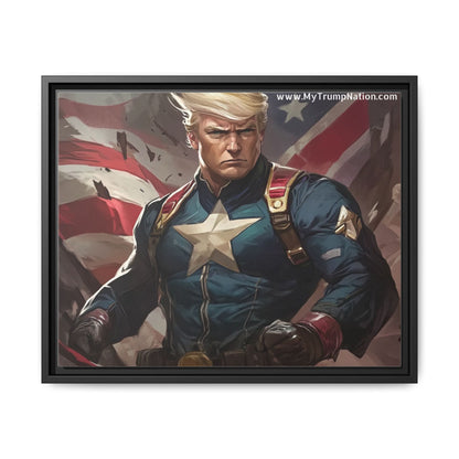 Donald Trump Patriotic Superhero Framed Canvas