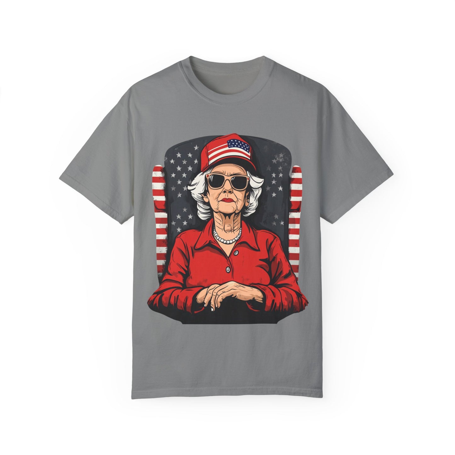 Patriotic Grandma T-Shirt - Unisex Garment-Dyed Tee for Independence Day