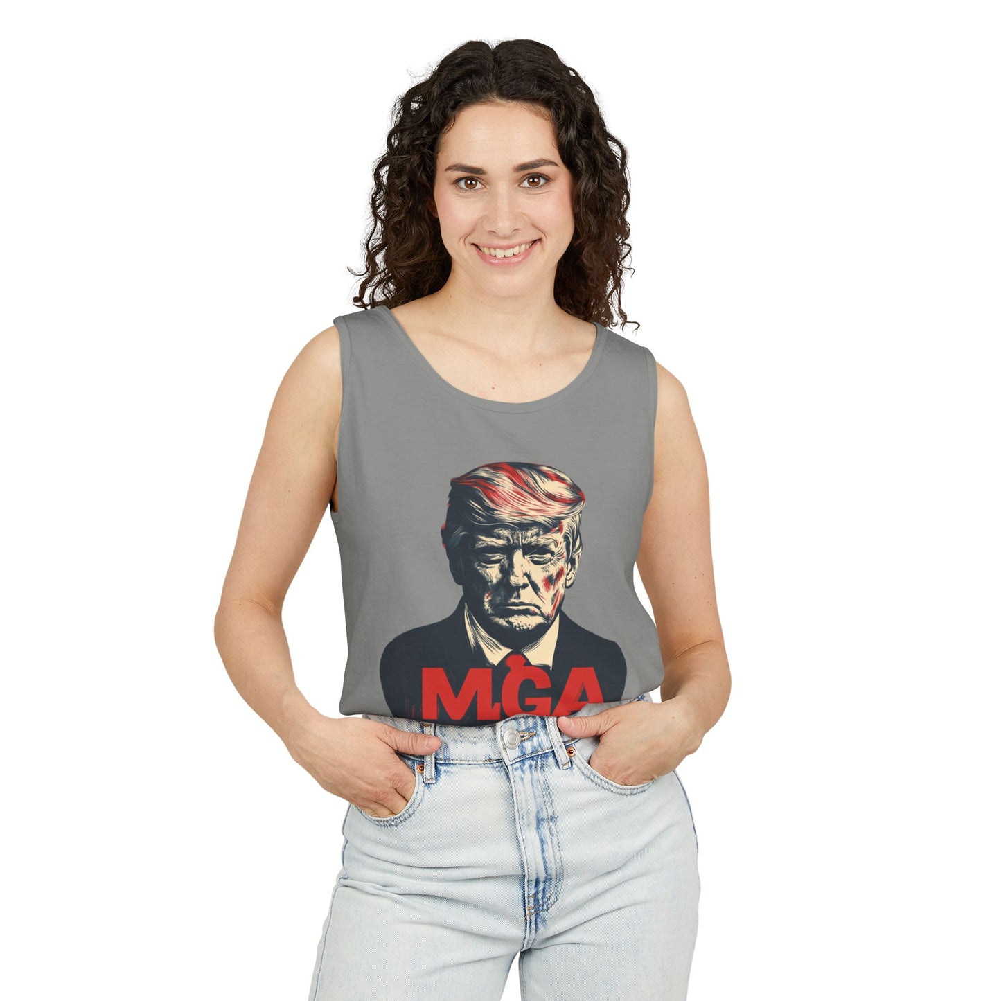 Unisex Garment-Dyed Tank Top - MAGA Graphic Tee for Political Enthusiasts