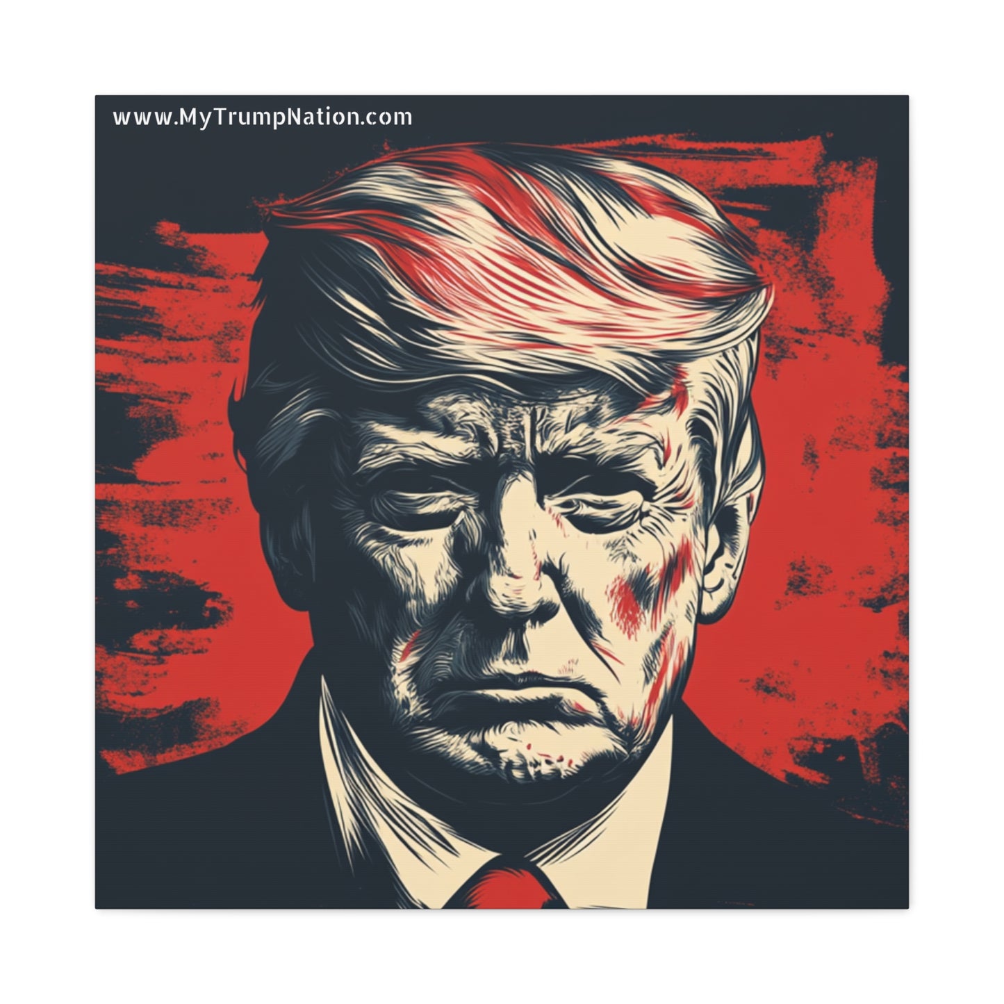 Political Wall Art: Stretched Matte Canvas Featuring Bold Trump Portrait