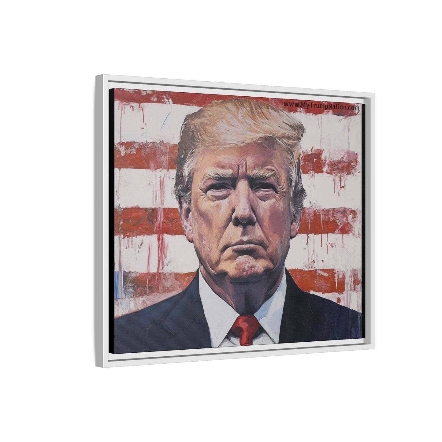Patriotic Framed Canvas Art - Donald Trump Portrait