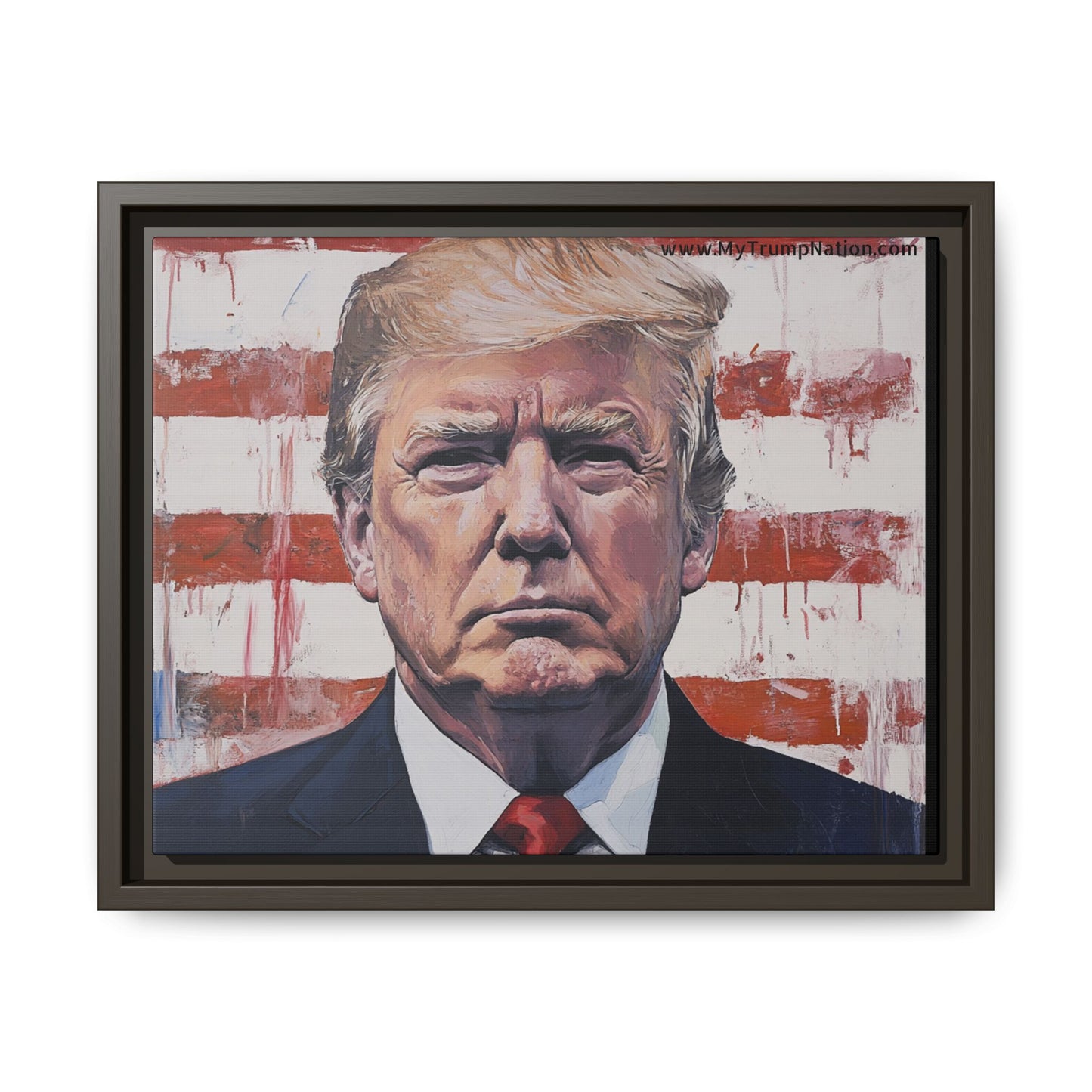 Patriotic Framed Canvas Art - Donald Trump Portrait