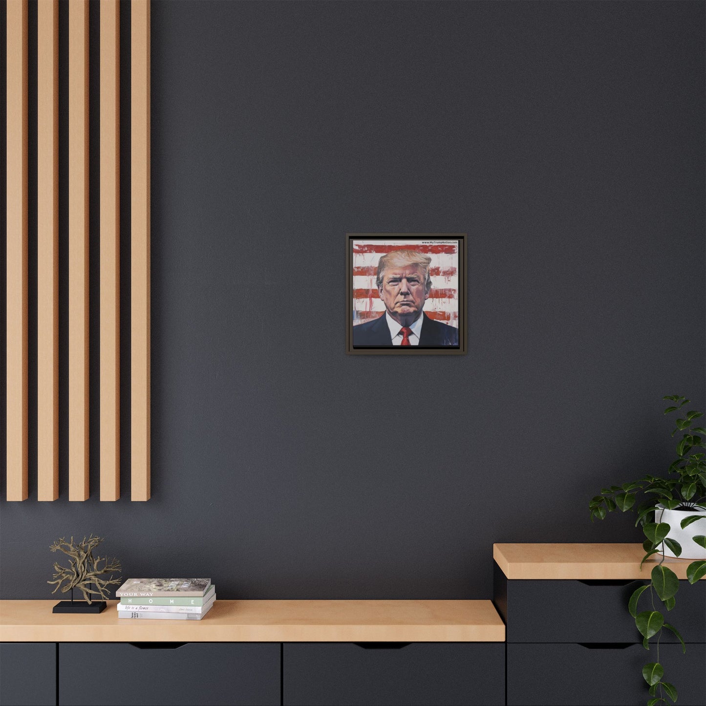 Patriotic Framed Canvas Art - Donald Trump Portrait