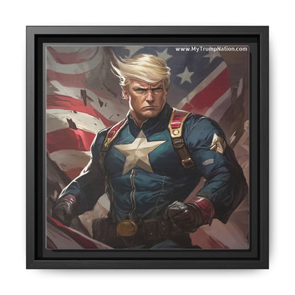 Donald Trump Patriotic Superhero Framed Canvas