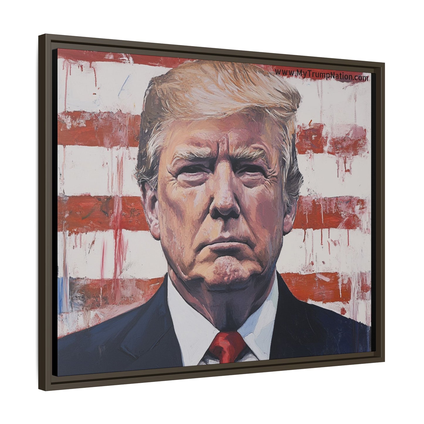 Patriotic Framed Canvas Art - Donald Trump Portrait