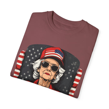 Patriotic Grandma T-Shirt - Unisex Garment-Dyed Tee for Independence Day