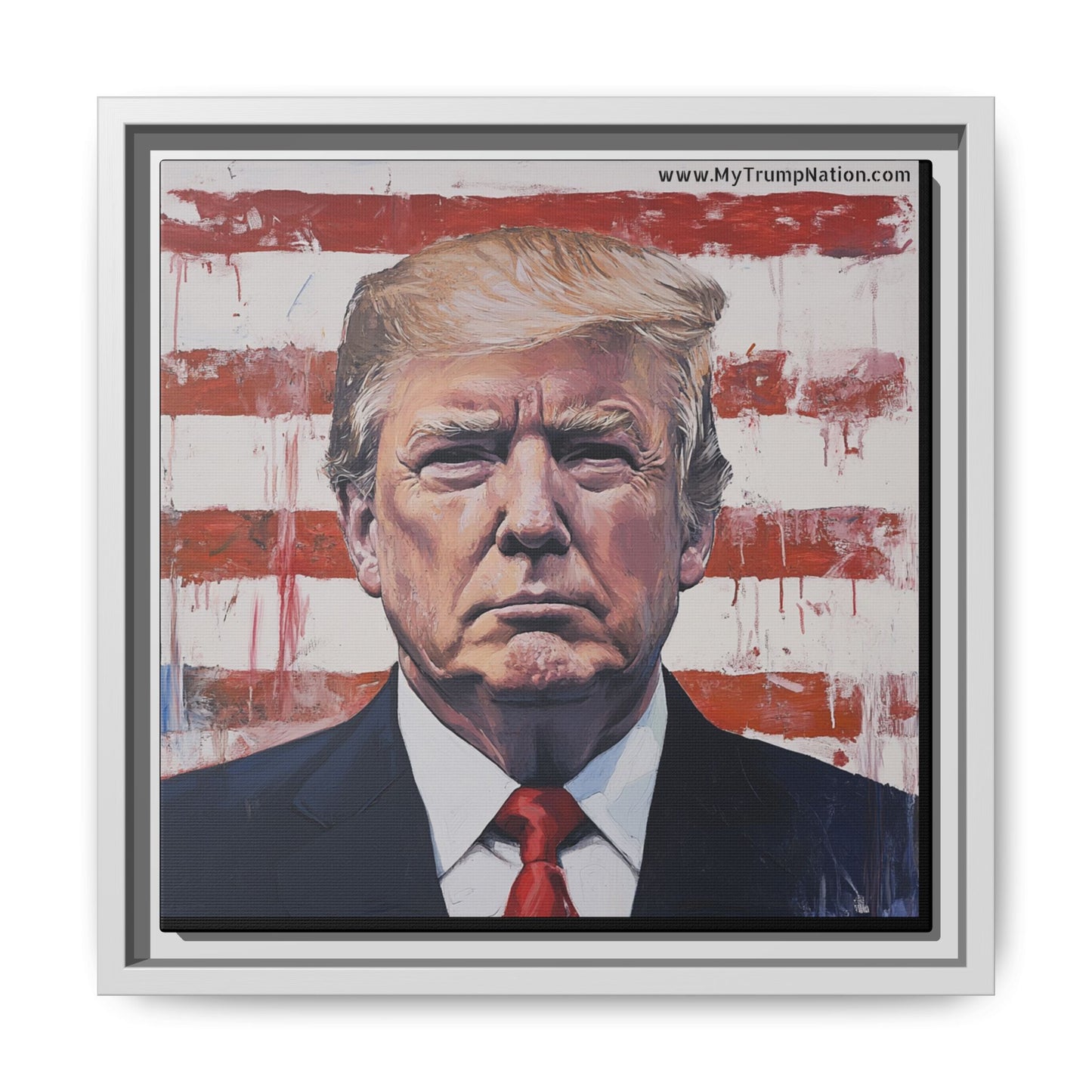 Patriotic Framed Canvas Art - Donald Trump Portrait