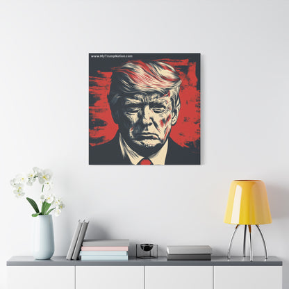 Political Wall Art: Stretched Matte Canvas Featuring Bold Trump Portrait