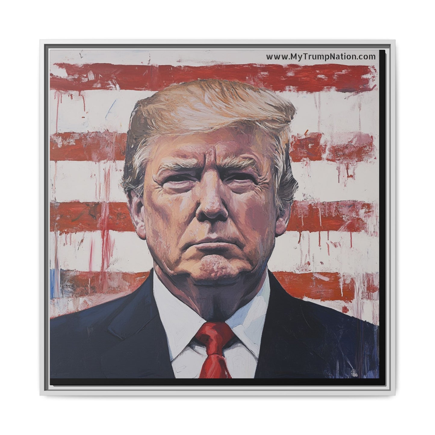 Patriotic Framed Canvas Art - Donald Trump Portrait