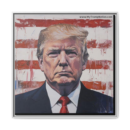 Patriotic Framed Canvas Art - Donald Trump Portrait