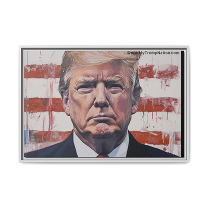 Patriotic Framed Canvas Art - Donald Trump Portrait