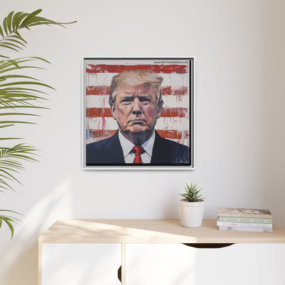 Patriotic Framed Canvas Art - Donald Trump Portrait