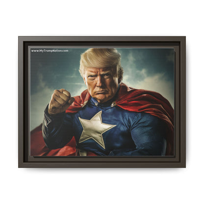 Donald Trump Patriotic Superhero Framed Canvas