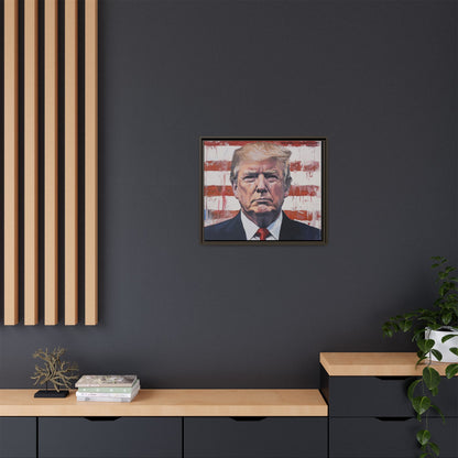 Patriotic Framed Canvas Art - Donald Trump Portrait