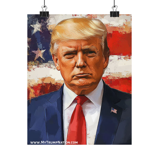 Patriotic Matte Vertical Poster - Bold Trump Artwork