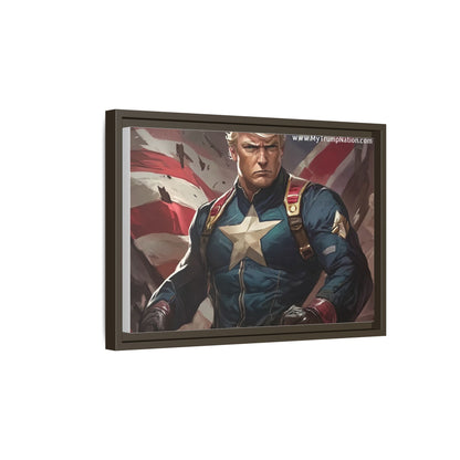 Donald Trump Patriotic Superhero Framed Canvas