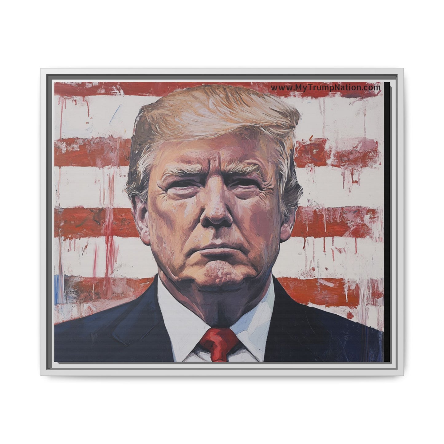 Patriotic Framed Canvas Art - Donald Trump Portrait