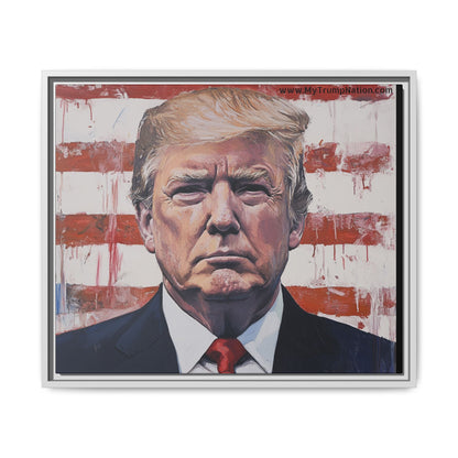 Patriotic Framed Canvas Art - Donald Trump Portrait