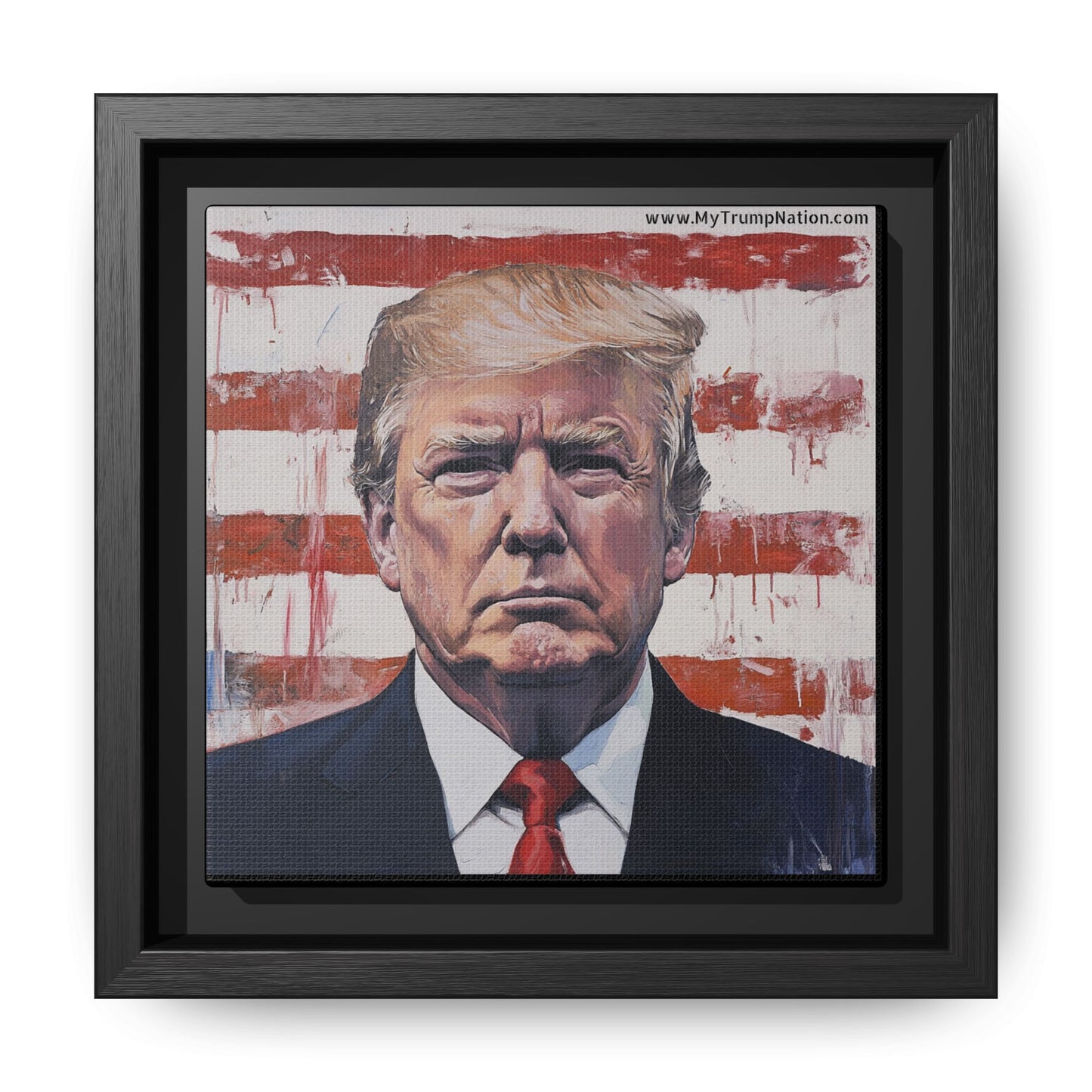 Patriotic Framed Canvas Art - Donald Trump Portrait