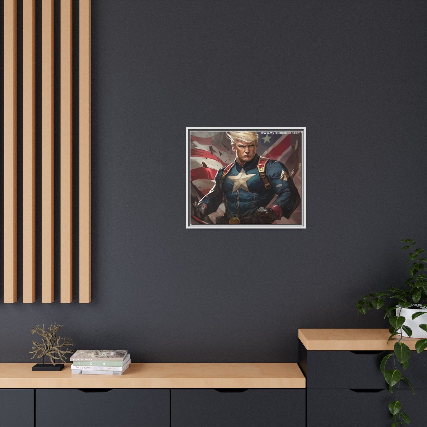 Donald Trump Patriotic Superhero Framed Canvas